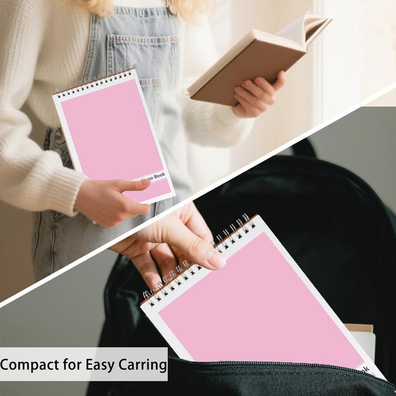 Duxesuk Steno Pads – 6x9 Inches 80 Sheets Steno Notebooks for Writing Notes in School, University, College & Office (2PCS Pink) - Image 4